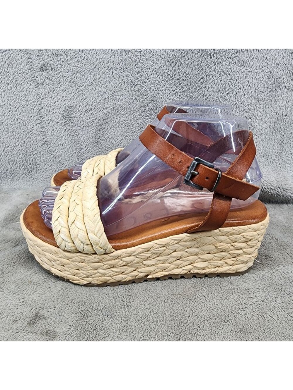 Musse & Cloud Shoes Womens EU 38 US 7 Tino Brown Leather & Sisal Sandals *Read*